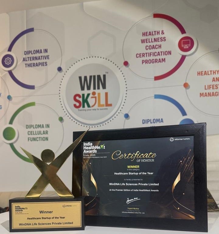 India HealthNext Awards trophy and certificate of honour